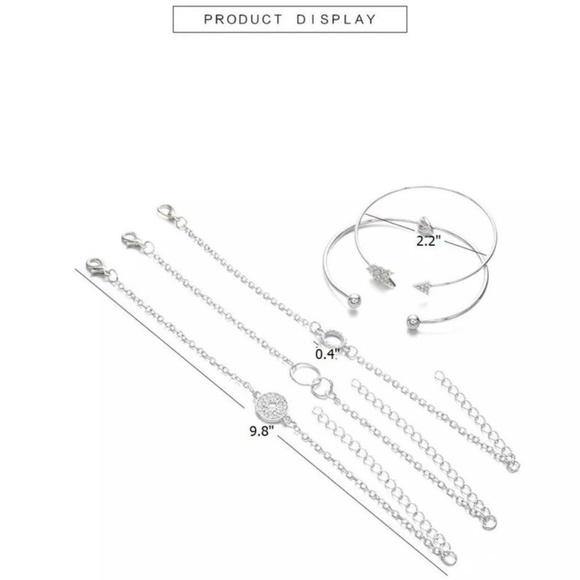 5 Pcs/Bohemian Arrow Crystal Compass Bangles Set - Picture 4 of 4